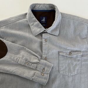 Johhnie O Flannel Shirt Mens Size XL Gray Elbow Patches Button Up Long Sleeve